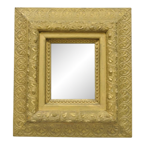 Antique Victorian Gold Giltwood Gesso Leaf Vine Small Black Forrest Wall Mirror