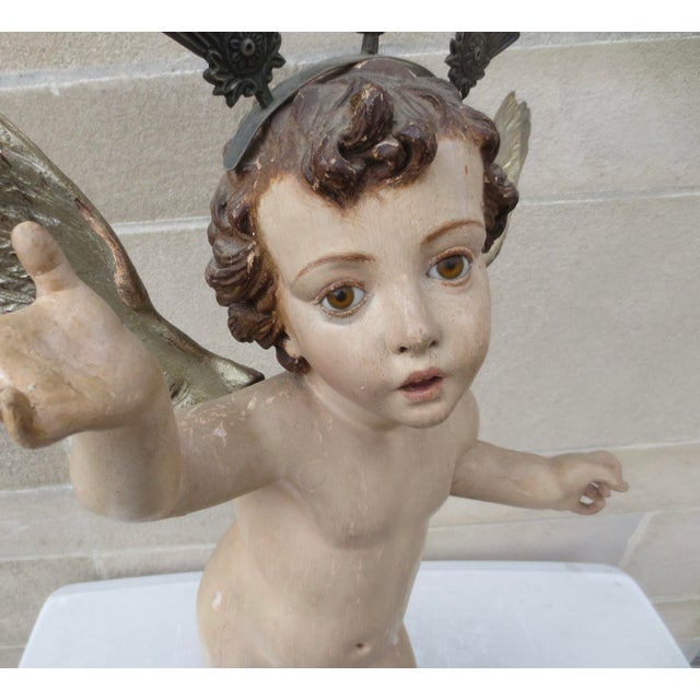 Antique Wooden Putti Sculpture Italy Mid 19th For Sale - Image 13 of 18