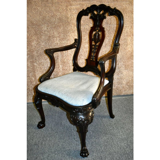 Carved Mahogany Armchair Antique Queen Anne Georgian Shell Motif Accent For Sale - Image 9 of 13