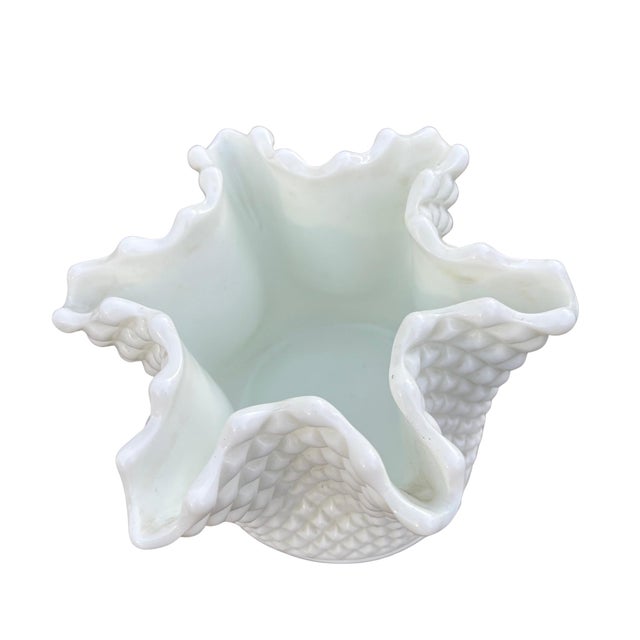 Mid-Century Modern Vintage Westmoreland Milk Glass Hobnail Vase For Sale - Image 3 of 6