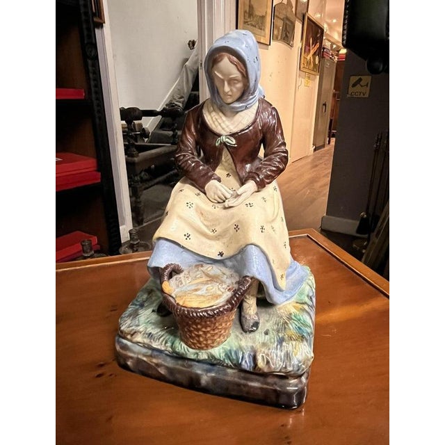 Majolica Fisherman and His Wife Figurine For Sale - Image 9 of 11
