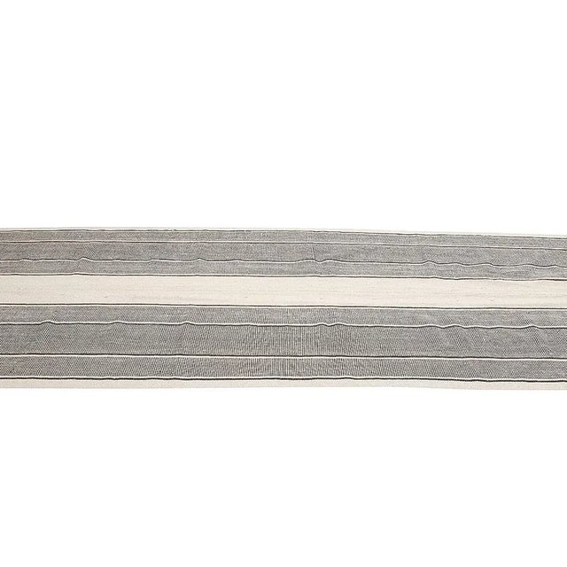 Vintage Gray & White Kilim Runner For Sale - Image 4 of 11