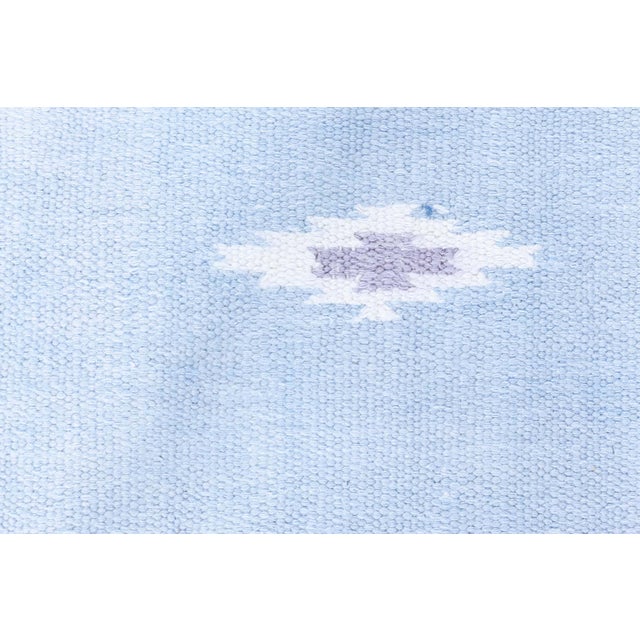 Doris Leslie Blau Dhurrie Mid-Century Light Blue Handmade Rug For Sale In New York - Image 6 of 7