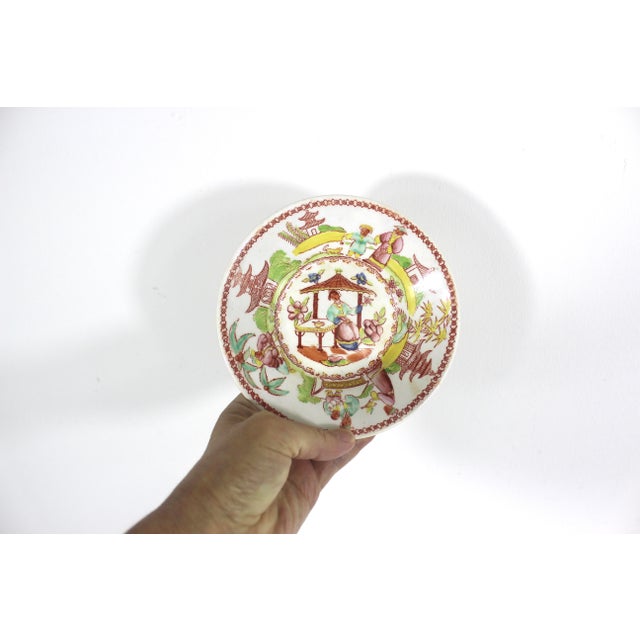 White Vintage Hand Painted Chinoiserie Dish For Sale - Image 8 of 8