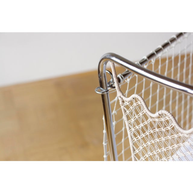 Vintage Childrens Bed in Tubular Steel, Rattan and Mesh, 1960s For Sale - Image 6 of 9