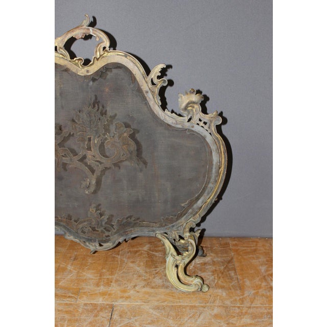 Metal Louis XV Bronze Fireplace Screen, 1800s For Sale - Image 7 of 11