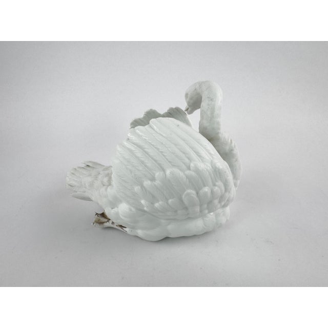 Antique White Bisque Porcelain Swan Planter – Sculptural Jardinière For Sale - Image 4 of 12
