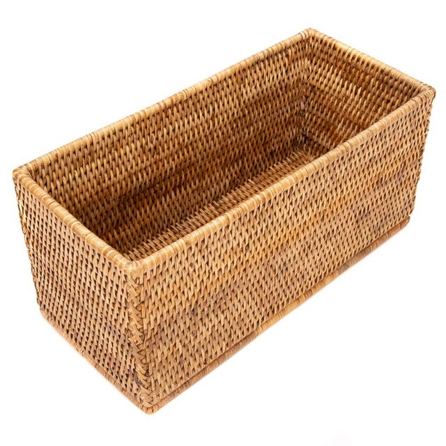 Brown Artifacts Rattan Rectangular Everything Basket in Honey Brown - 13" For Sale - Image 8 of 8