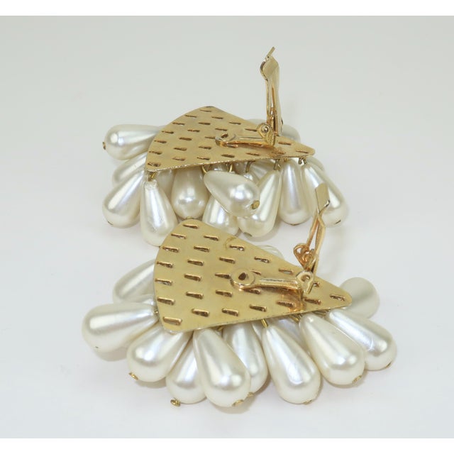1980s Faux Pearl Grape Cluster Earrings, 1980's For Sale - Image 5 of 6