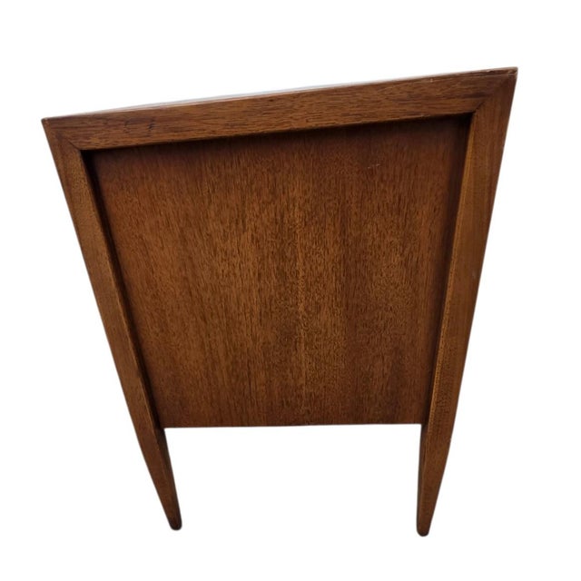 Great condition. minor wear. Walnut nightstand with bronze and Rosewood handle. Great lines. Please see photos as they are...