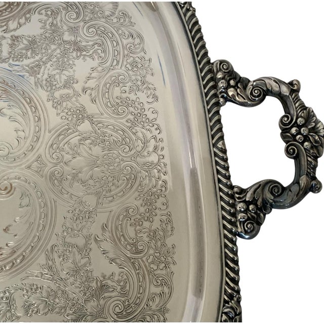 Silver Antique International Silver Co e.g. Webster & Son Large Handled Butler Serving Tray #2191 27.5” Usa 1928-1950s For Sale - Image 8 of 11