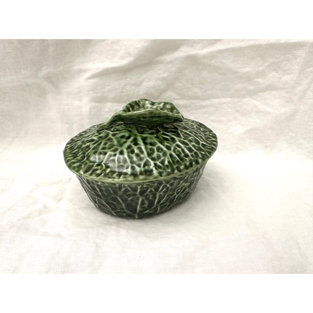 Farmhouse Vintage Olfaire Oval Covered Cabbage Leaf Dish For Sale - Image 3 of 7
