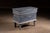 Blue-painted pine blanket chest raised on integral square legs with molded base and cornice, retaining its original lift-...