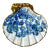 1970s Vintage Boho Chic Folk Art Coastal Découpage Clam Seashell Catchall Trinket Dish, Blue Floral For Sale