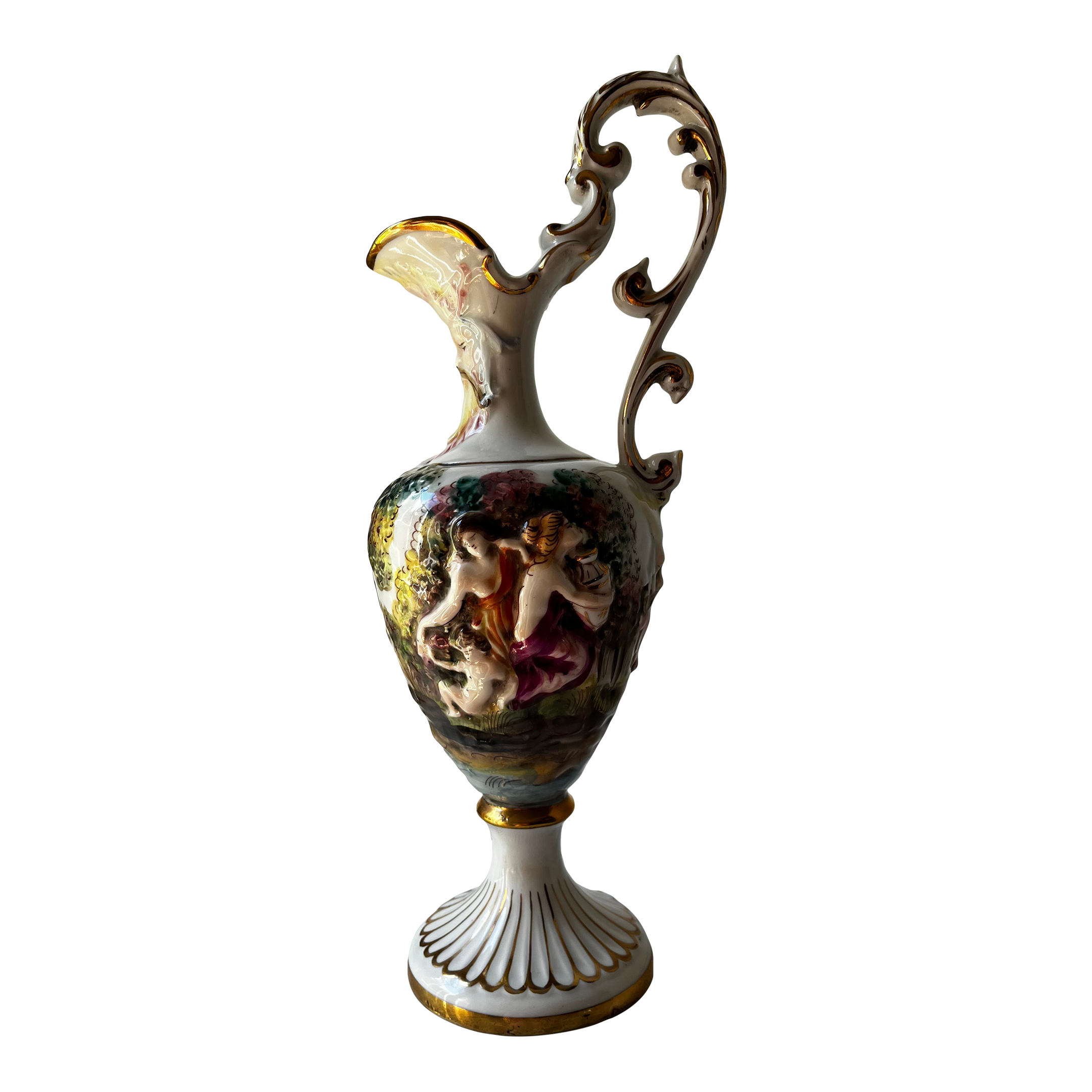Vintage Italian Keramos R. Capodimonte Vase / Ewer / Pitcher