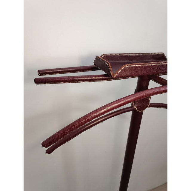 Leather Sheathed Bedroom Valet attributed to Jacques Adnet, 1950s For Sale - Image 6 of 13
