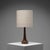 Brown Teak and Brass Table Lamp with Silk Shade, Denmark, 1960s For Sale - Image 8 of 8