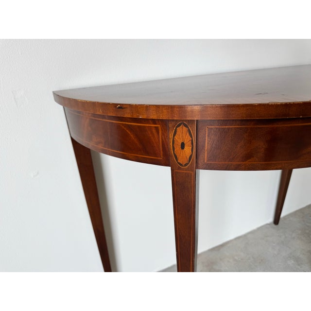 Wood Vintage Century by Drexel Mahogany Demilune Console Table For Sale - Image 7 of 12