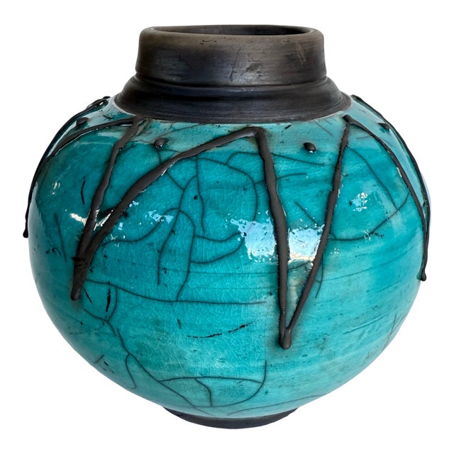 1980's Glazed Studio Pottery Vase Signed For Sale