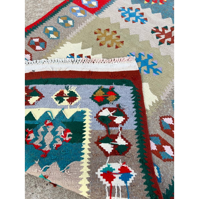 Vintage Floral Design Flatweave Kilim Runner For Sale In Houston - Image 6 of 8