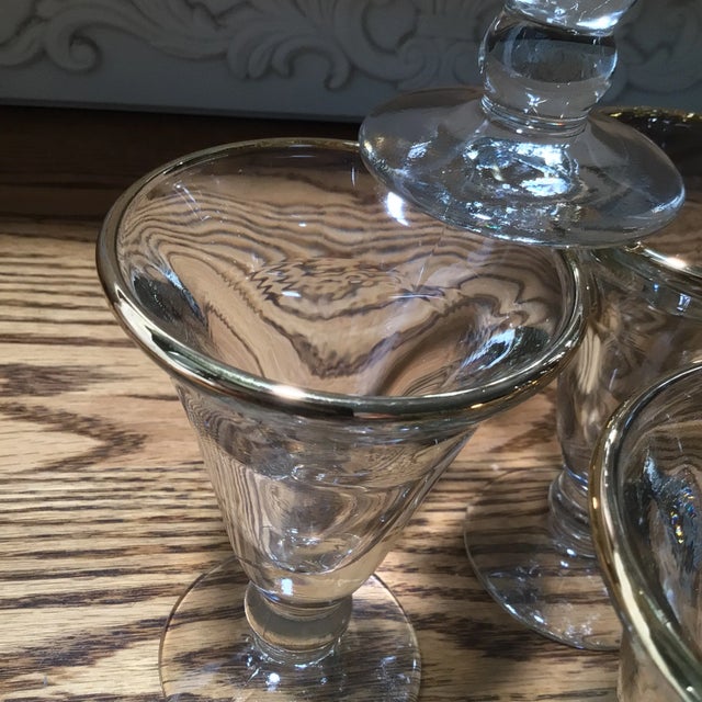 Transparent French Gold Rim Cordial Glasses - Set of 6 For Sale - Image 8 of 13