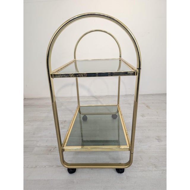 Metal Hollywood Regency Italian Mobile Brass Bar, 1970s For Sale - Image 7 of 16