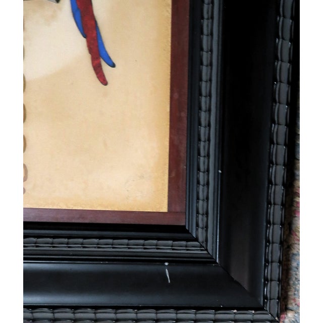 Exceptioal Large Pietra Dura (Pietra Dure) Parrot on a Perch Trying to Catch a Fly - Italian, Vintage or Older. For Sale In Miami - Image 6 of 13