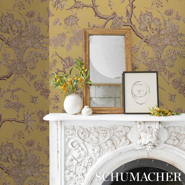 2020s Schumacher Inverness Garden Wallcovering In Buttercup For Sale - Image 5 of 6