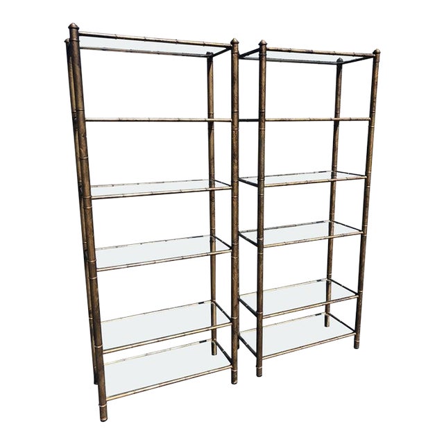 Pair of Faux Bamboo Étagères For Sale