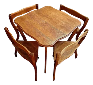 Mid-Century French Provencial-Style, Child-Size Nesting Table and Four Chairs