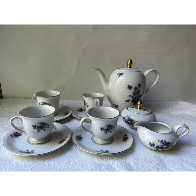 Vintage 1950s Eschenbach Bavaria Germany Porcelain Tea Set With Violets