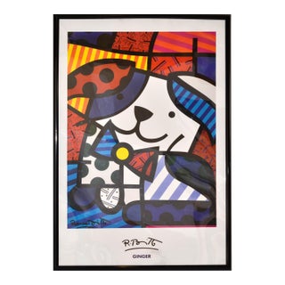 Romero Britto Colorful Pop Art Dog Print 'Ginger' Mid-Century Modern 2010 For Sale