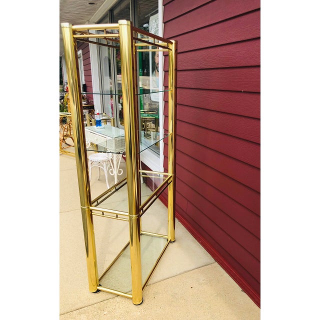 1970s Vintage Milo Baughman Style Brass Etagere For Sale - Image 5 of 6