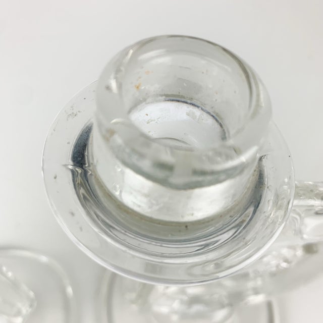 Vintage Crystal Glass Double Candlestick Holders Pair Ivy Vines Romantic Decor For Sale In Baltimore - Image 6 of 11