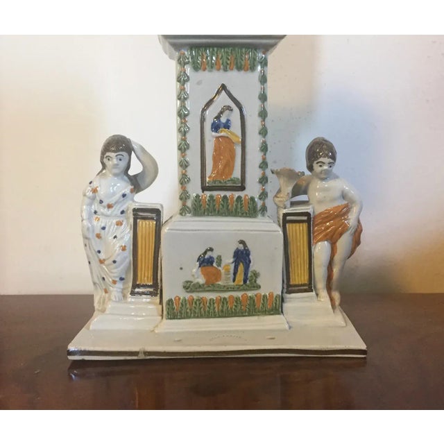 Antique Circa 1820 English Staffordshire Pearlware Dixon Austin & Company Grandfather Clock Watch Holder For Sale In New York - Image 6 of 13