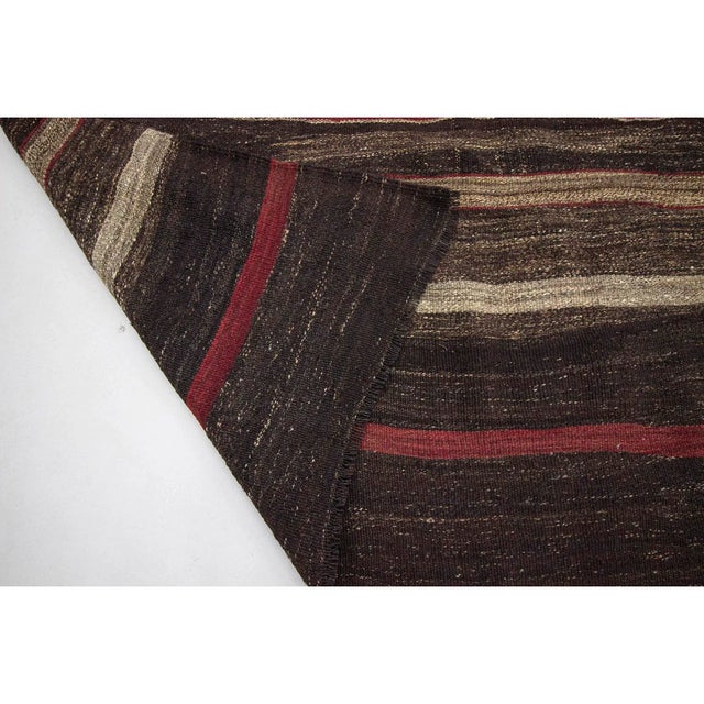 Mid 20th Century Vintage Turkish Burgundy & Gray Striped Kilim Rug - 6′2″ × 9′3″ For Sale - Image 5 of 7