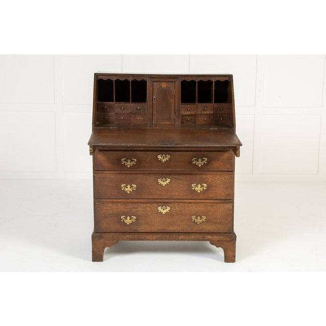 Small English Oak Secretaire, 1700s For Sale - Image 3 of 13