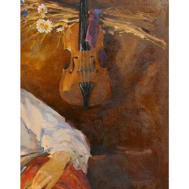 Realism Antique Oil Painting: Young Girl Portrait, Ukrainian Art, Belous v. 100-80 For Sale - Image 3 of 6