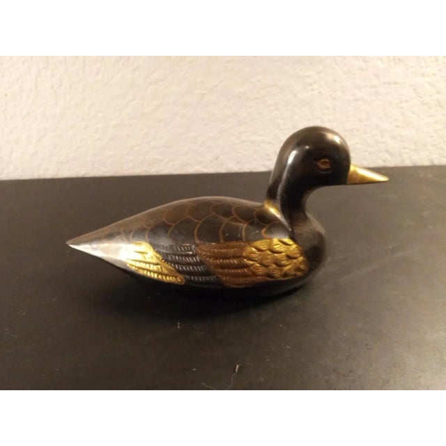 Vintage Carved Brass Duck Figurine For Sale In Dallas - Image 6 of 7