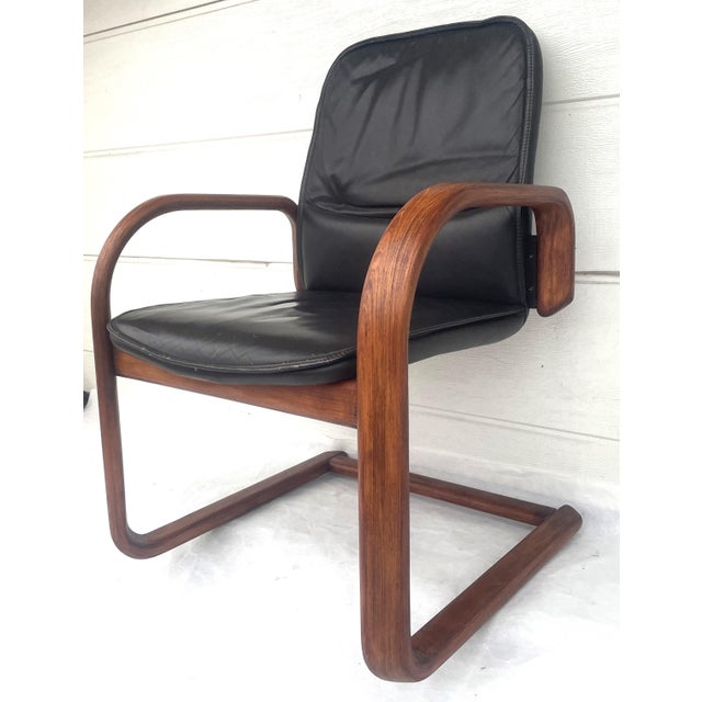 Modern Mid-Century Bentwood Chair in Leather, 1950s For Sale - Image 3 of 16