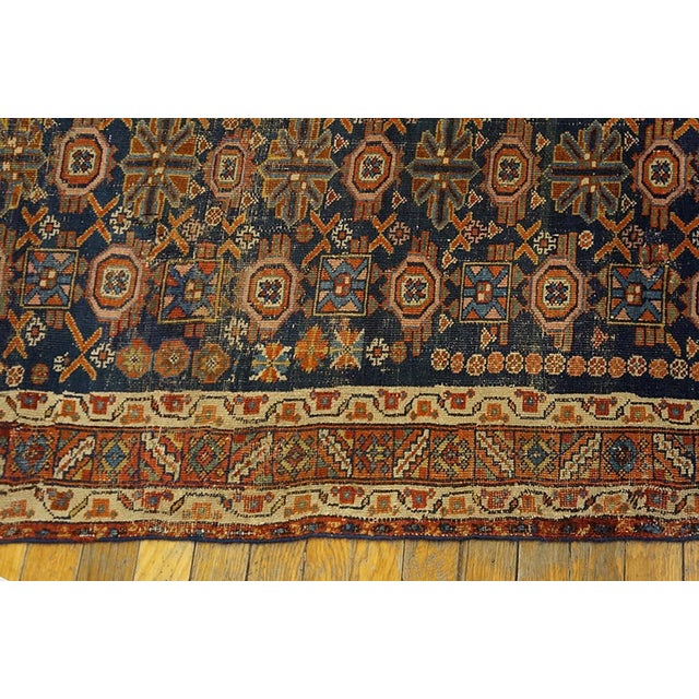 1890s Blue Navy Geometric Rustic Antique Persian Afshar Carpet 4'6" X 6' Knotted Wool Rug For Sale - Image 4 of 6