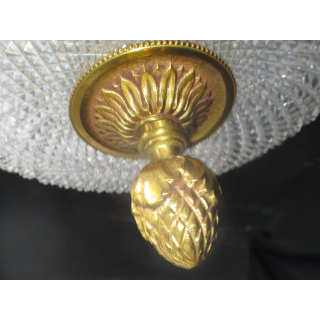 Cut Crystal and Gilt Bronze Flush Mount Ceiling Light For Sale - Image 11 of 13