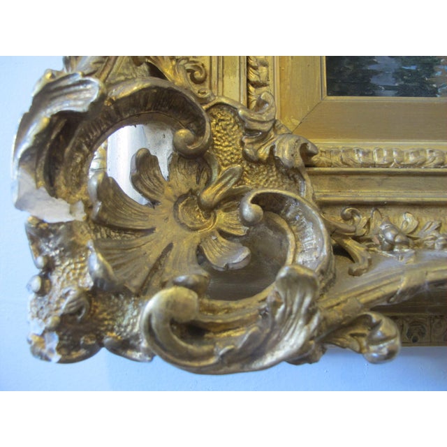 Gold Federico Del Campo Ornate Gilt Frame Venice Canal Antique Oil Painting For Sale - Image 8 of 10
