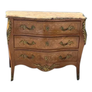 1920s French Marble Top Bombe Commode