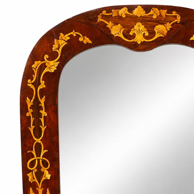 Venetian Inlaid Walnut Mirror with Rococo Marquetry from Bassanos Ebanistery, 1890s For Sale - Image 5 of 10