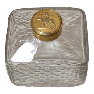 Antique 1800's Victorian Gilt Bronze Crystal Perfume Cologne Scent Glass Bottle For Sale