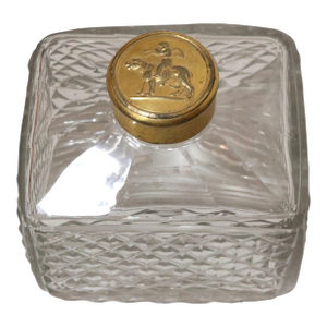 Antique 1800's Victorian Gilt Bronze Crystal Perfume Cologne Scent Glass Bottle