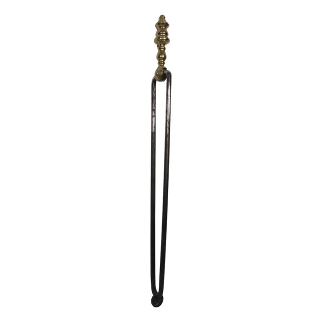 Antique Brass and Steel Fireplace Tongs For Sale
