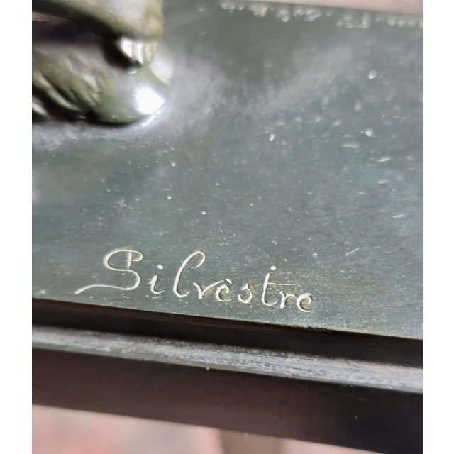 1920s Paul Silvestre Boy & Girl Satyr Art Deco Bronze Bookends- a Pair For Sale - Image 11 of 13