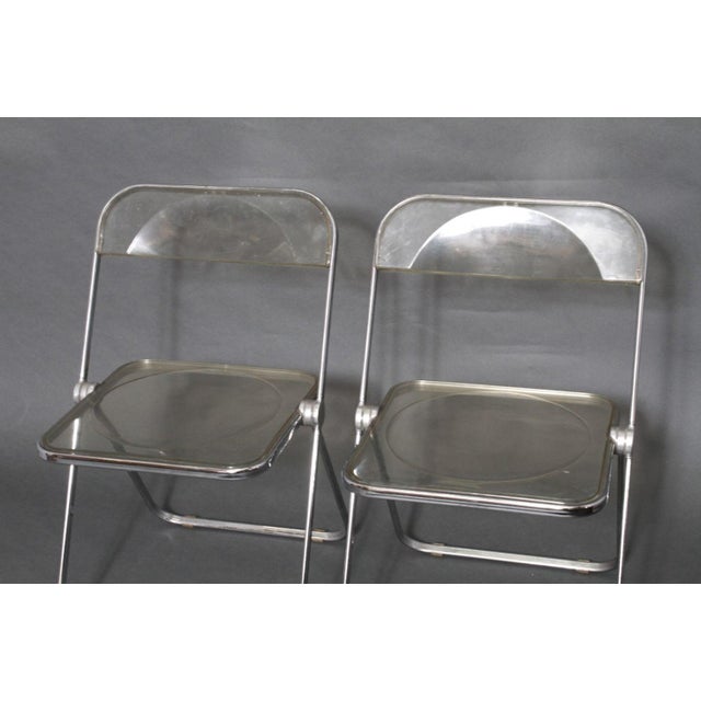 Contemporary Piretti X Castelli "Plia" Lucite Folding Chairs, 4 For Sale - Image 3 of 5